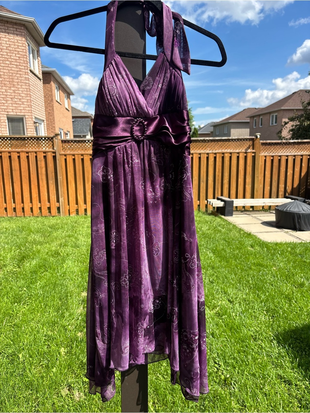Jessica Purple Halter Dress with Satin Waist y2k retro
